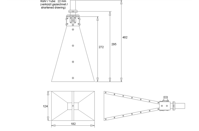 Двухгребневая широкополосная рупорная антенна BBHA 9120 B