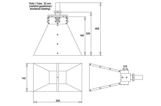 Двухгребневая широкополосная рупорная антенна BBHA 9120 A