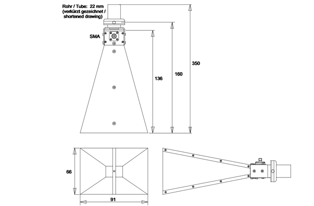 Двухгребневая широкополосная рупорная антенна BBHA 9120 C 