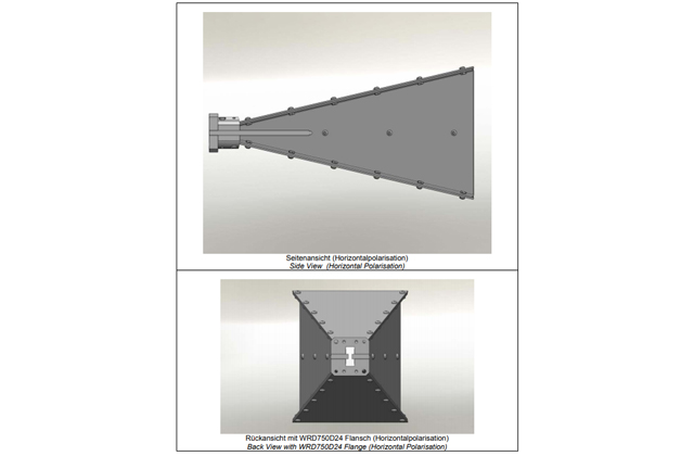 Двухгребневая широкополосная рупорная антенна HWRD 750